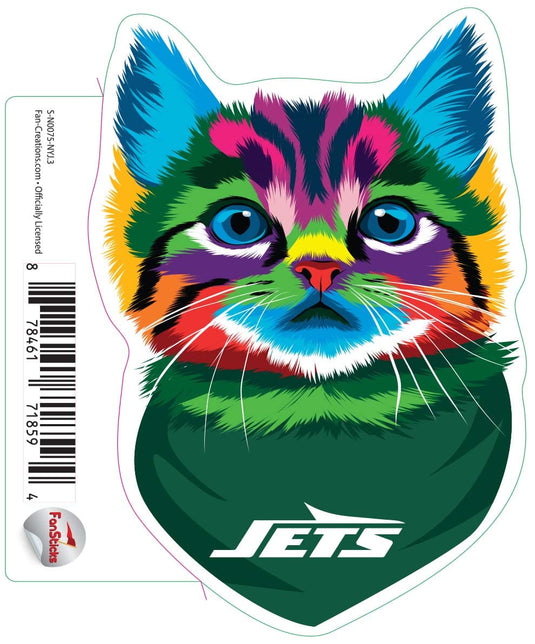 Fan Creations Decal New York Jets 3in Decal Rainbow Cat Bandana