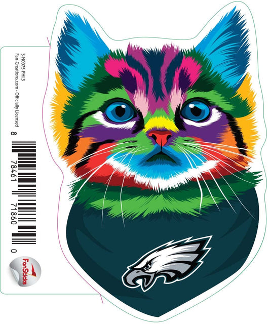 Fan Creations Decal Philadelphia Eagles 3in Decal Rainbow Cat Bandana