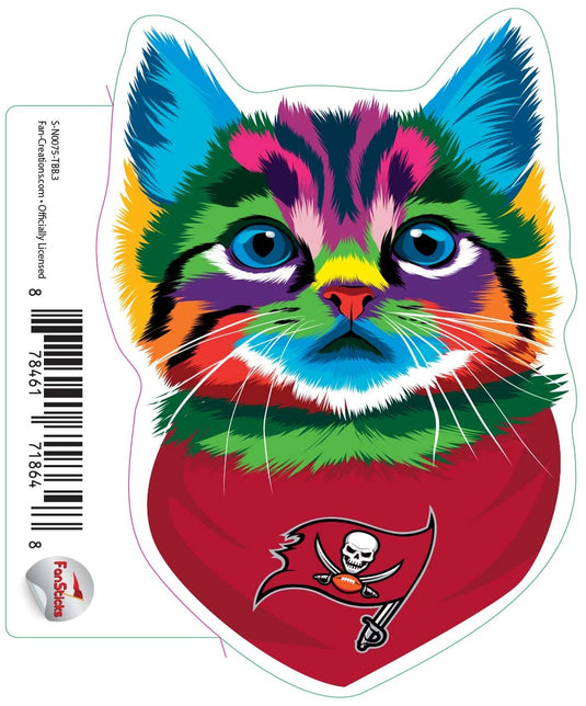 Fan Creations Decal Tampa Bay Buccaneers 3in Decal - Rainbow Cat Bandana