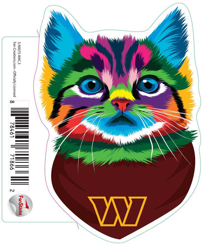 Fan Creations Decal Washington Commanders 3in Decal - Rainbow Cat Bandana