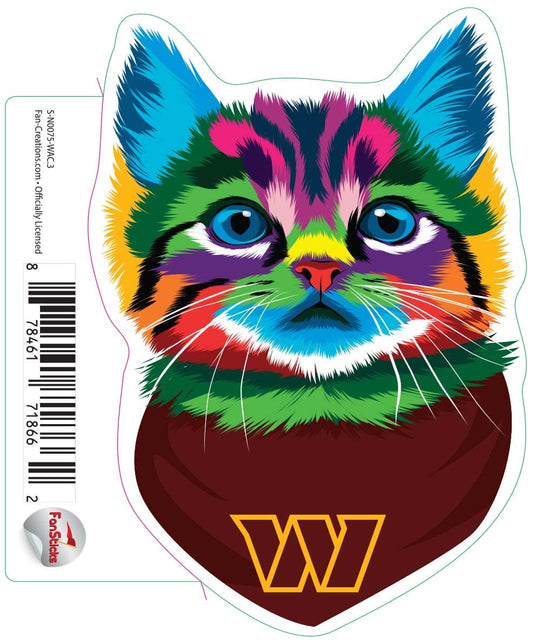 Fan Creations Decal Washington Commanders 3in Decal - Rainbow Cat Bandana