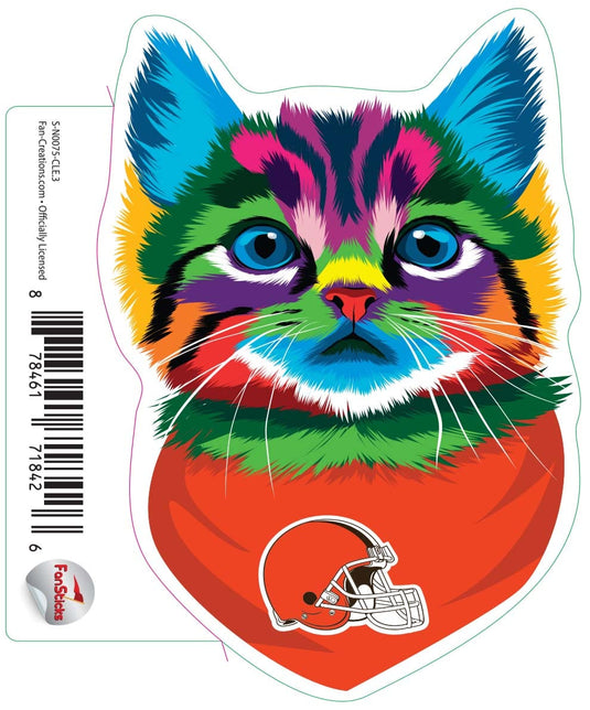 Fan Creations Decal Cleveland Browns 3in Decal Rainbow Cat Bandana