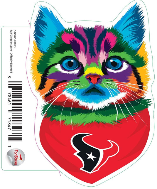 Fan Creations Decal Houston Texans 3in Decal Rainbow Cat Bandana