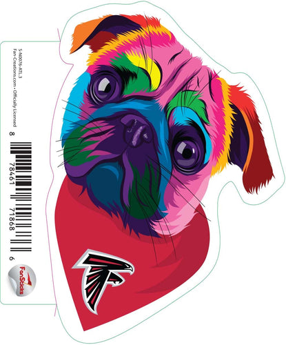 Fan Creations Decal Atlanta Falcons 3in Decal Rainbow Pug Bandana