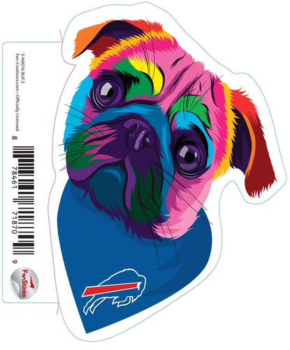 Fan Creations Decal Buffalo Bills 3in Decal Rainbow Pug Bandana