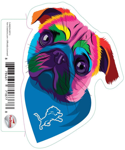 Fan Creations Decal Detroit Lions 3in Decal Rainbow Pug Bandana