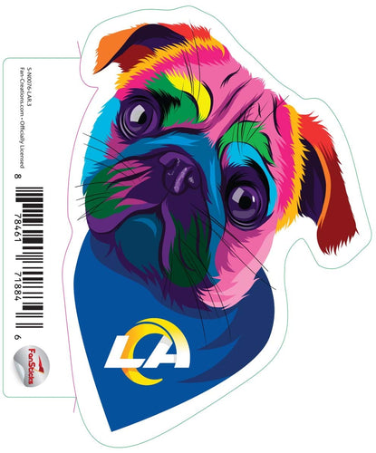 Fan Creations Decal Los Angeles Rams 3in Decal Rainbow Pug Bandana