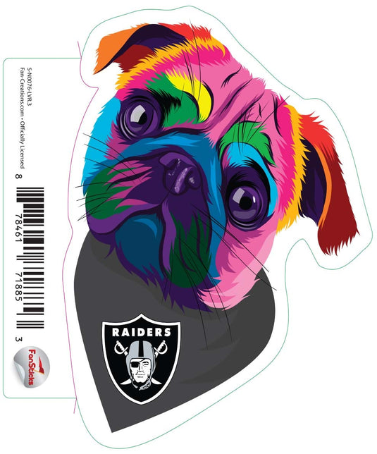 Fan Creations Decal Las Vegas Raiders 3in Decal Rainbow Pug Bandana