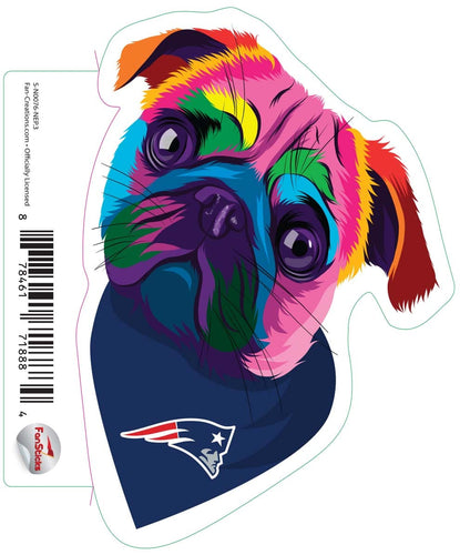 Fan Creations Decal New England Patriots 3in Decal Rainbow Pug Bandana