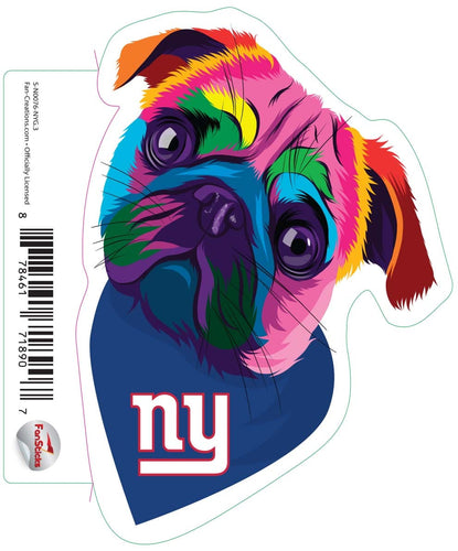 Fan Creations Decal New York Giants 3in Decal Rainbow Pug Bandana