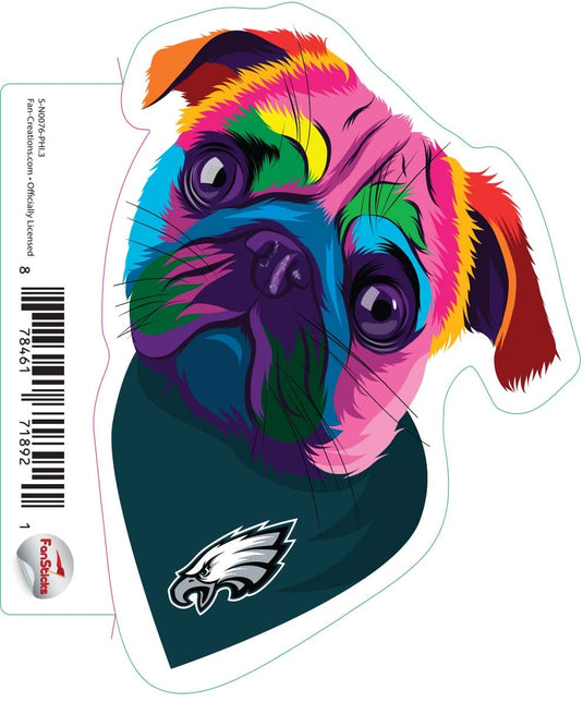 Fan Creations Decal Philadelphia Eagles 3in Decal Rainbow Pug Bandana