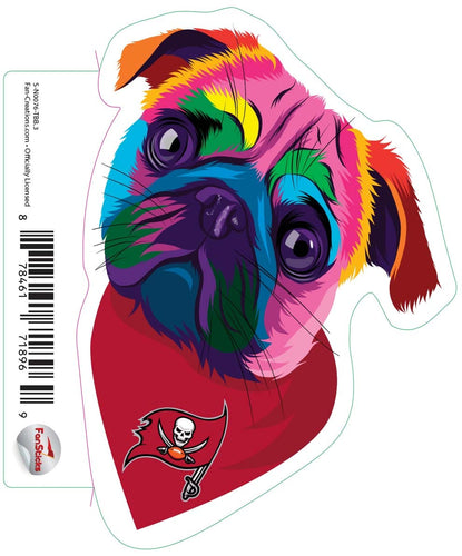 Fan Creations Decal Tampa Bay Buccaneers 3in Decal - Rainbow Pug Bandana