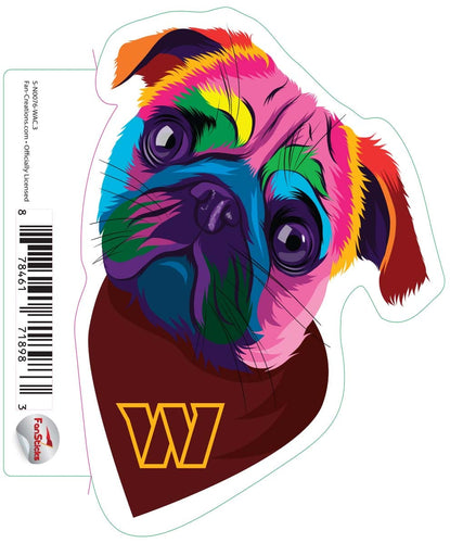 Fan Creations Decal Washington Commanders 3in Decal - Rainbow Pug Bandana