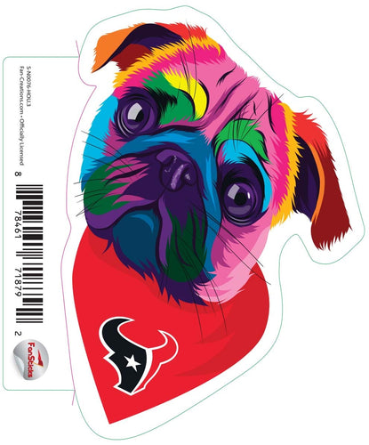 Fan Creations Decal Houston Texans 3in Decal Rainbow Pug Bandana