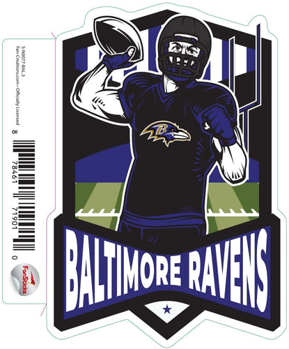 Fan Creations Decal Baltimore Ravens 3in Decal Football Player - Throwing