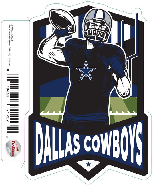 Fan Creations Decal Dallas Cowboys 3in Decal Football Player - Throwing