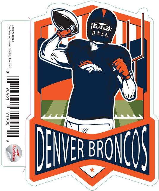 Fan Creations Decal Denver Broncos 3in Decal Football Player - Throwing