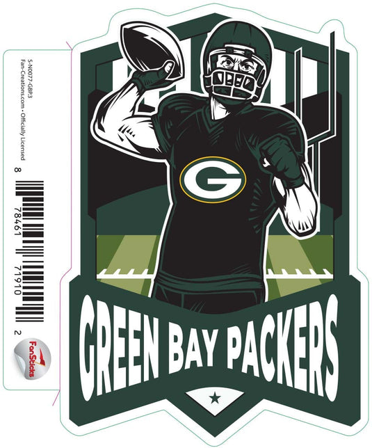 Fan Creations Decal Green Bay Packers 3in Decal Football Player - Throwing