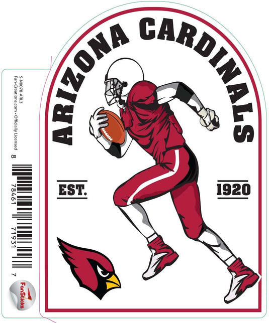 Fan Creations Decal Arizona Cardinals 3in Decal Football Player - Running