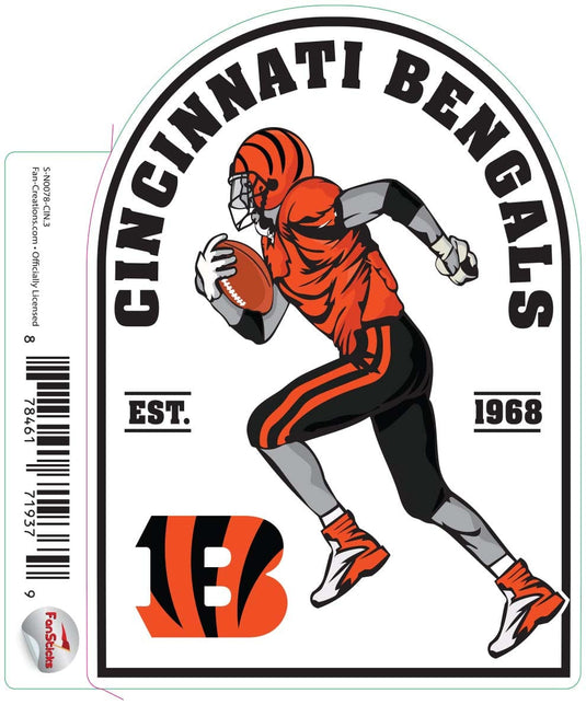 Fan Creations Decal Cincinnati Bengals 3in Decal Football Player - Running