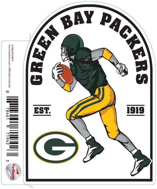 Fan Creations Decal Green Bay Packers 3in Decal Football Player - Running