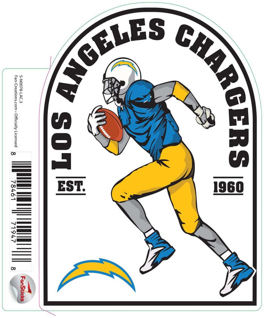 Fan Creations Decal Los Angeles Chargers 3in Decal Football Player - Running