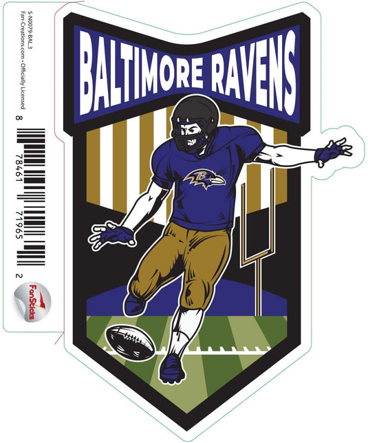 Fan Creations Decal Baltimore Ravens 3in Decal Football Player - Kicker