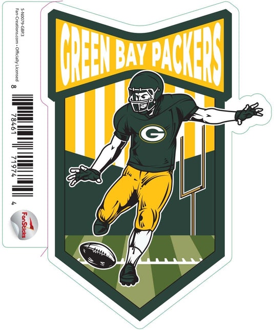 Fan Creations Decal Green Bay Packers 3in Decal Football Player - Kicker