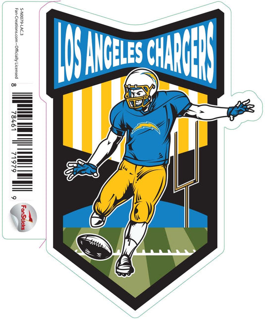 Fan Creations Decal Los Angeles Chargers 3in Decal Football Player - Kicker