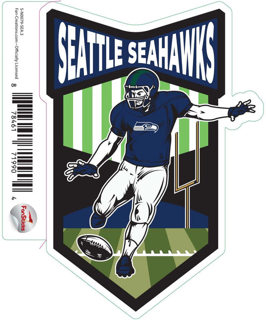 Fan Creations Decal Seattle Seahawks 3in Decal - Football Player (Kicker)