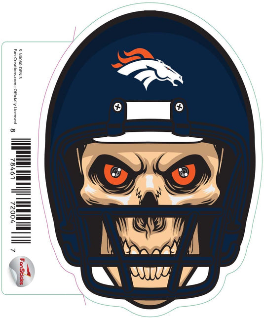 Fan Creations Decal Denver Broncos 3in Decal Skull