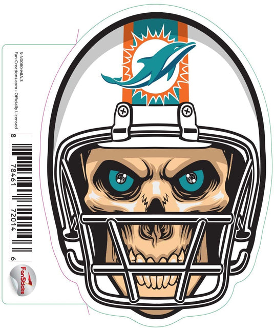 Fan Creations Decal Miami Dolphins 3in Decal Skull