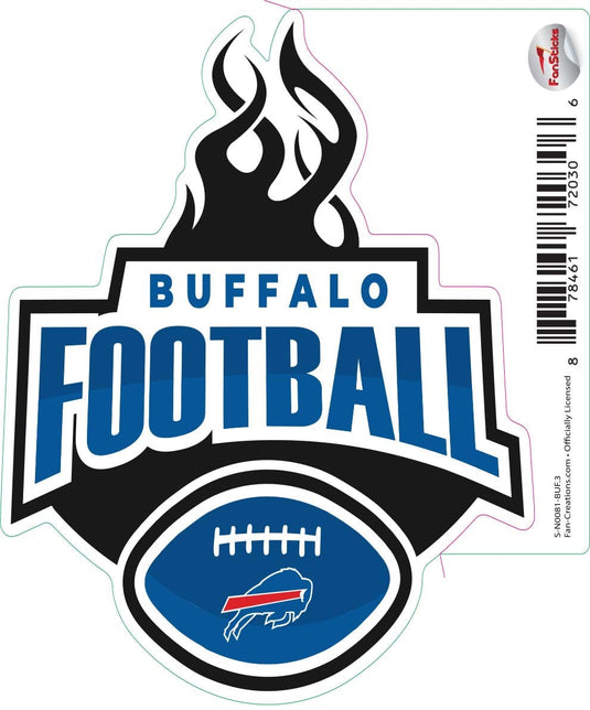 Fan Creations Decal Buffalo Bills 3in Decal Football Flames