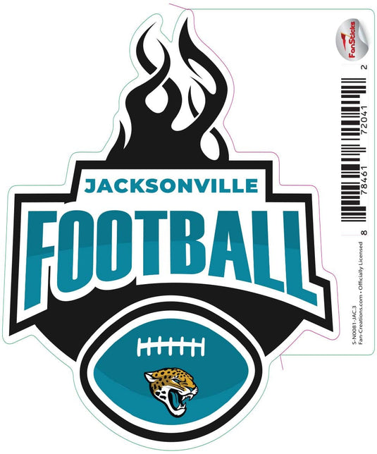 Fan Creations Decal Jacksonville Jaguars 3in Decal Football Flames