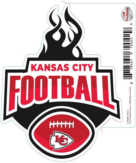 Fan Creations Decal Kansas City Chiefs 3in Decal Football Flames