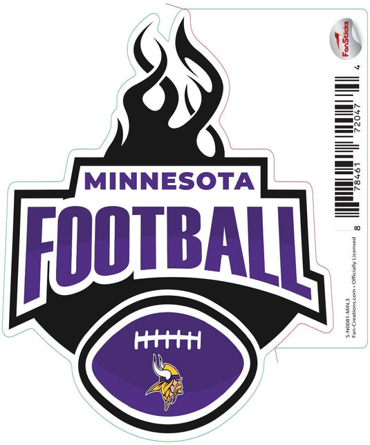 Fan Creations Decal Minnesota Vikings 3in Decal Football Flames
