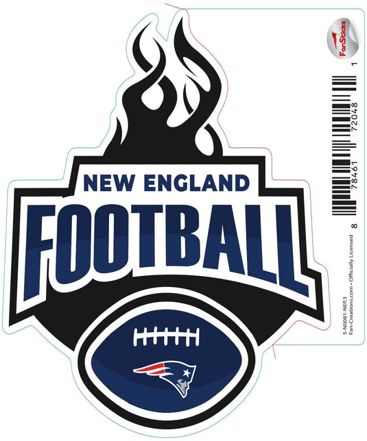 Fan Creations Decal New England Patriots 3in Decal Football Flames