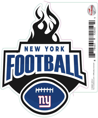 Fan Creations Decal New York Giants 3in Decal Football Flames