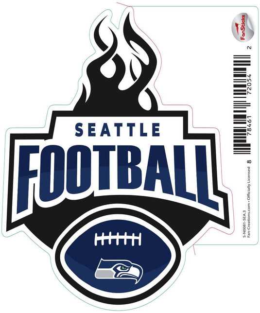 Fan Creations Decal Seattle Seahawks 3in Decal - Football Flames