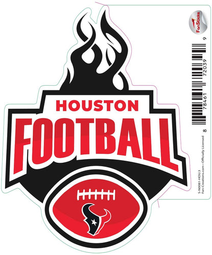 Fan Creations Decal Houston Texans 3in Decal Football Flames