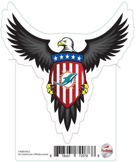 Fan Creations Decal Miami Dolphins 3in Decal Patriotic Eagle