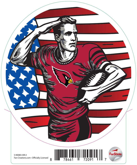 Fan Creations Decal Arizona Cardinals 3in Decal Salute to Flag