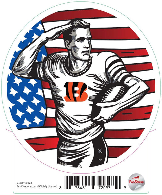 Fan Creations Decal Cincinnati Bengals 3in Decal Salute to Flag