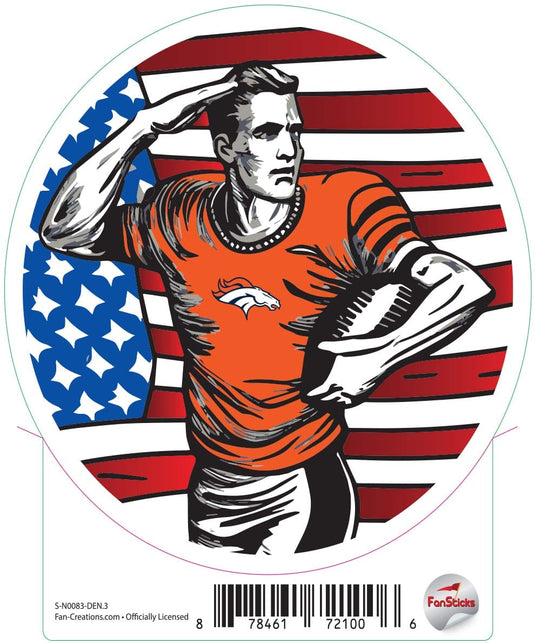 Fan Creations Decal Denver Broncos 3in Decal Salute to Flag