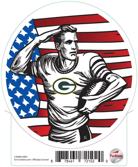 Fan Creations Decal Green Bay Packers 3in Decal Salute to Flag