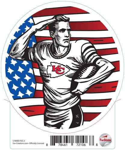 Fan Creations Decal Kansas City Chiefs 3in Decal Salute to Flag