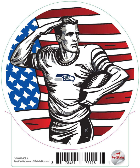 Fan Creations Decal Seattle Seahawks 3in Decal - Salute to Flag
