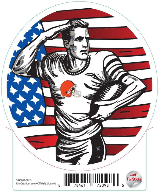 Fan Creations Decal Cleveland Browns 3in Decal Salute to Flag