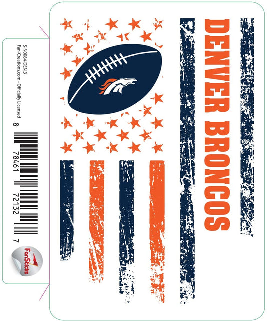 Fan Creations Decal Denver Broncos 3in Decal Team Flag