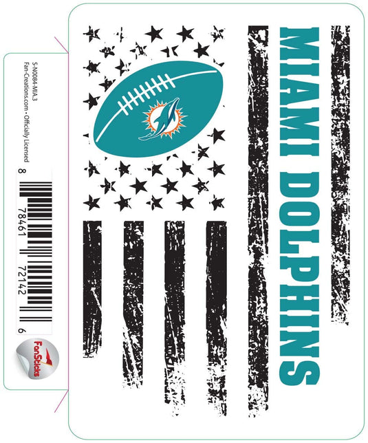 Fan Creations Decal Miami Dolphins 3in Decal Team Flag